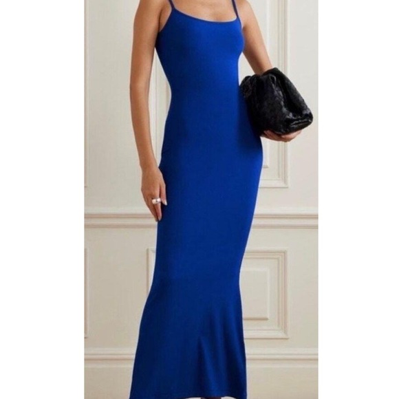 NWOT Skims Soft Lounge Long Slip Dress in Cobalt - Picture 1 of 4